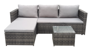 Modern 3-Piece Outdoor Sofa Set Steel Tube Woven Rattan With Polyester Cloth Cushion for Garden Use Metal Frame Disassembles