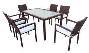 Classic Style Four Seater Rattan Dining Table and Chairs Outdoor Rattan Garden Set