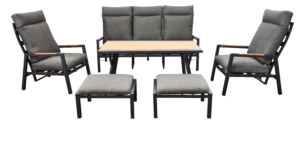 Aluminum Adjust Back Metal Coffee Table Sofa Set With Cushion for Outdoor