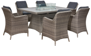 6 Rattan Garden Dining Chairs and Rectangular Table in Grey