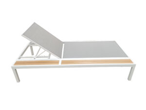 Outdoor Adjustable Aluminum Fabric Beach Chaise Garden Lounger Sun Bed Daybed Stackable Hotel Swimming Pool Sun Lounger