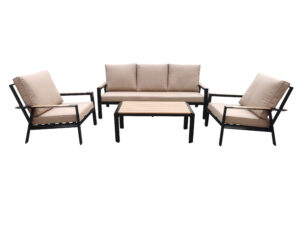 Outdoor Aluminum Curved Leisure Sofa Set Modern Alloy Patio-Brown