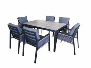 7PCS of ROPE FURNITURE TABLE and CHAIR SET for DINING OUTDOOR or GARDEN