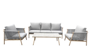 Luxury Outdoor Furniture 4 Pcs Patio Aluminum Polyester Braided Rope Chair Sofa Set