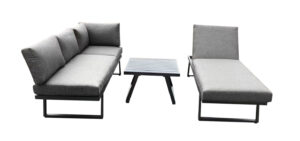 Outdoor Patio 3Pieces Metal Furniture Sets Sofa Sets With Table and Chairs Metal Patio 4Seats Modular Sectional Sofa Sets